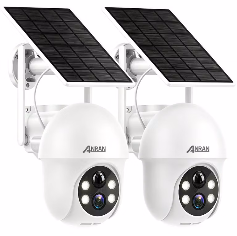 Telecamera di sicurezza esterna, 2K, wireless, alimentata a energia solare, batteria integrata, risoluzione 3MP, colore bianco