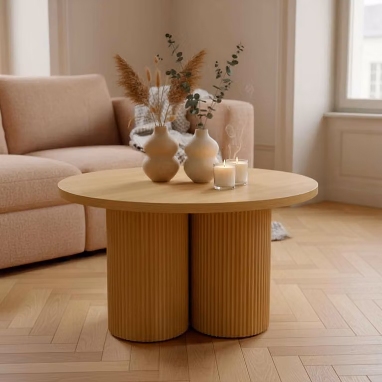 Tavolino rotondo 80 cm in legno nero scandinavo - Oviala June