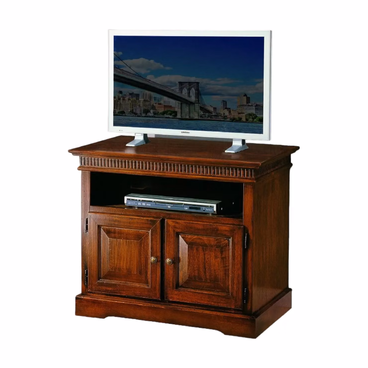 Porta TV in legno stile arte povera con 2 ante color noce Mobili 2G L: 89 cm, P: 54 cm, H: 74 cm – 2