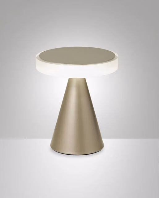 Lampada da Tavolo LED Fabas Luce Oro Opaco, Dimmerabile con Regolazione a Tocco, Luce Bianca Calda 3000K 8W 750lm, Struttura in Metallo e Metacrilato