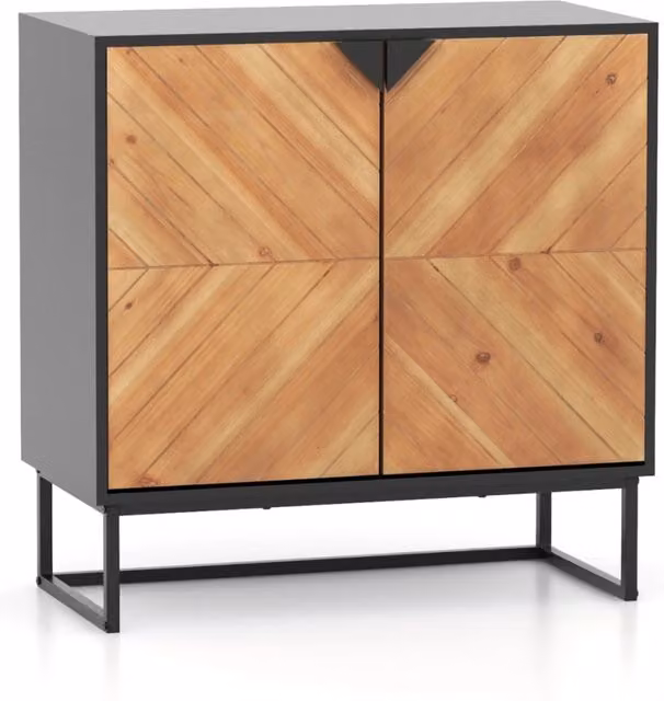 Credenza buffet moderna con cassetti soft close in legno di abete e metallo, colore nero e marrone per soggiorno e sala da pranzo – 1