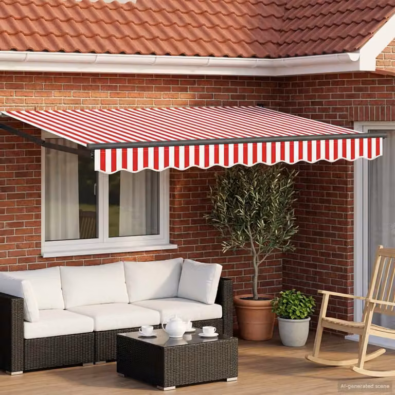 Tenda retrattile manuale con LED vidaXL in poliestere e acciaio, L: 3 m, P: 2,5 m