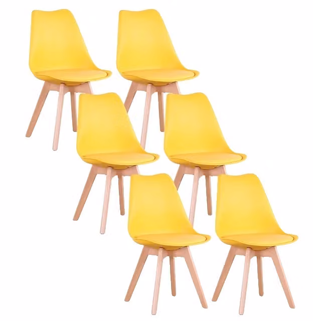 Set di sedie da sala da pranzo, design moderno e minimalista, seduta imbottita in PU, giallo