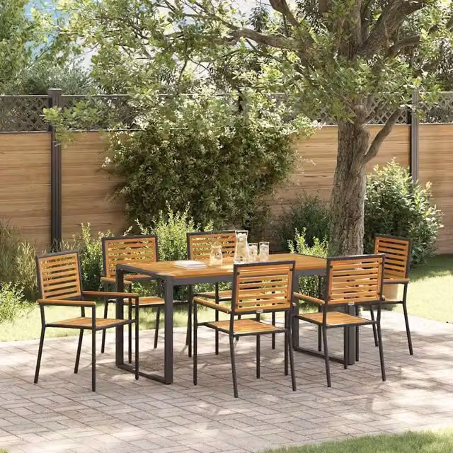 Set da Pranzo per Giardino 7 pz Nero e Marrone polyrattan 3365478