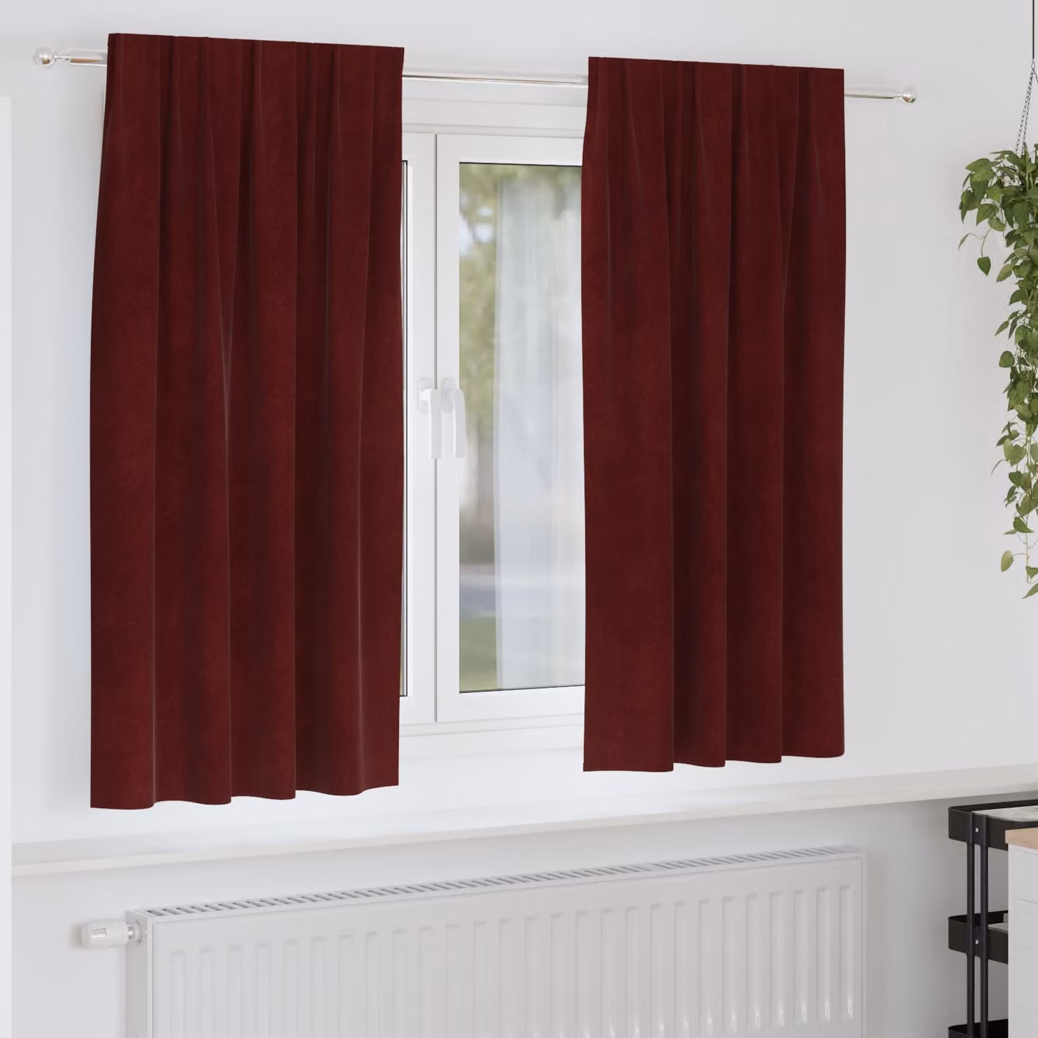 Set di 2 tende oscuranti vidaXL in velluto rosso, L: 140 cm x H: 175 cm