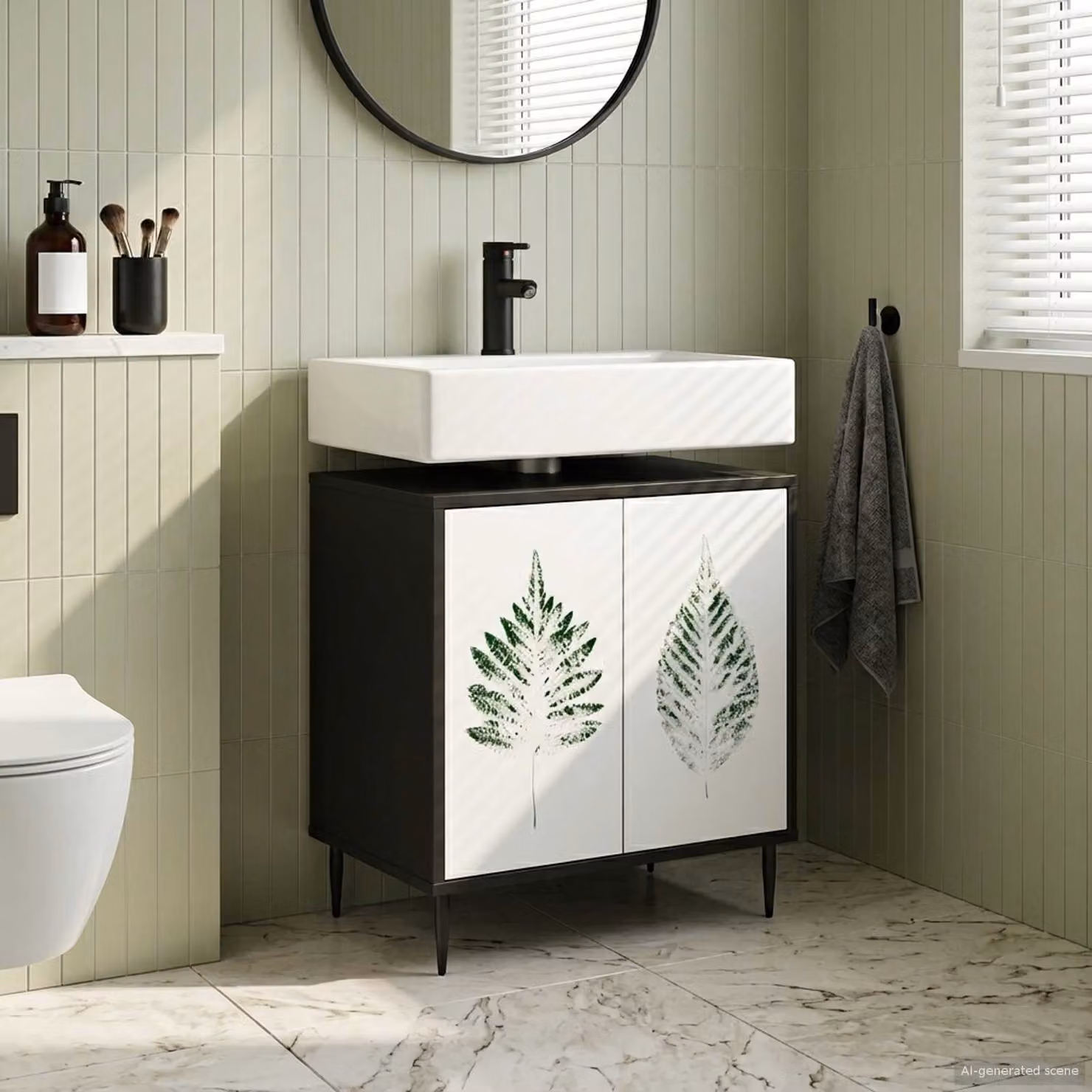 Mobile da bagno moderno vidaXL HANAU Rovere Nero L: 60 cm, P: 40 cm, H: 61 cm