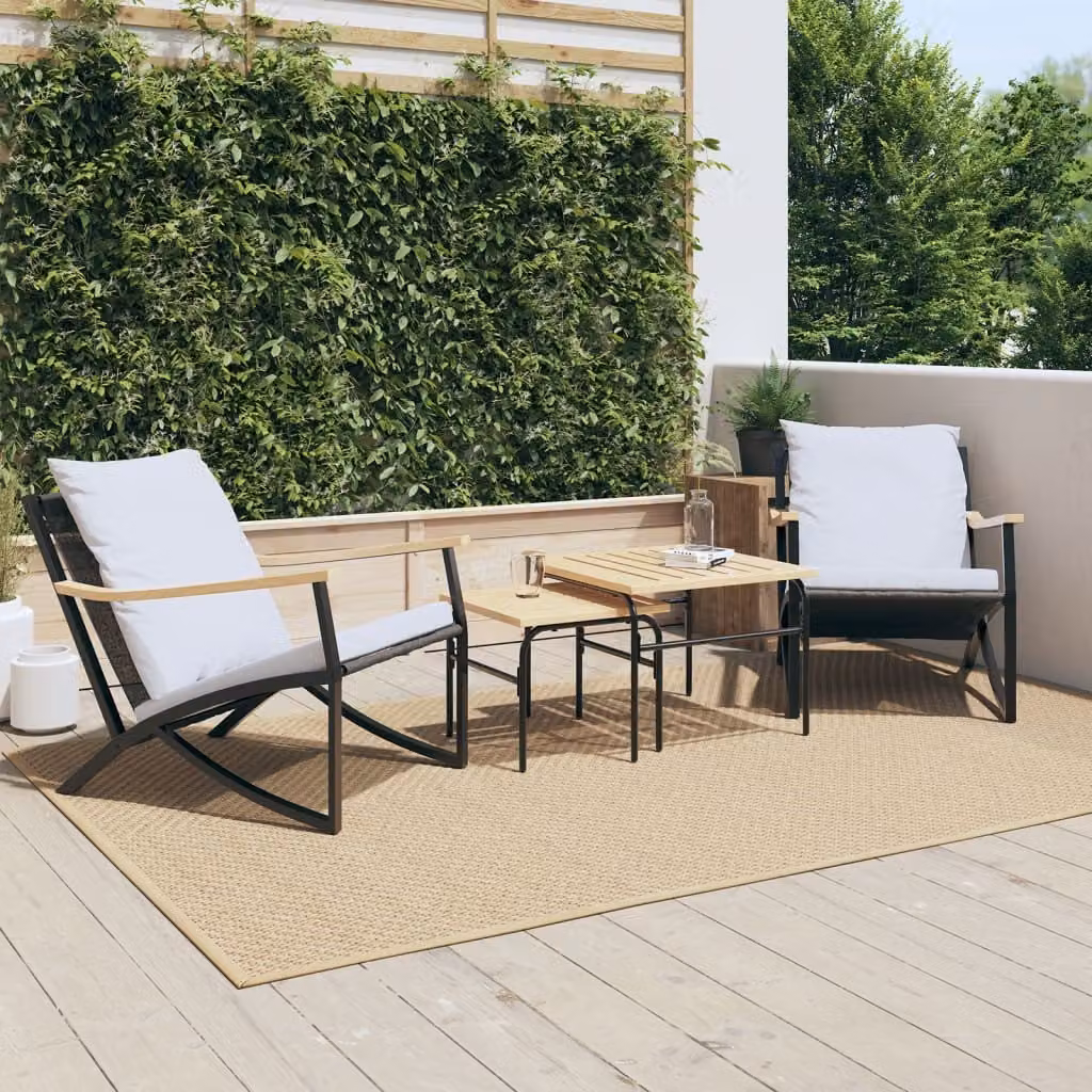 Maison Exclusive - Sedie da giardino con cuscini, 2 pezzi, colore nero, struttura in acciaio