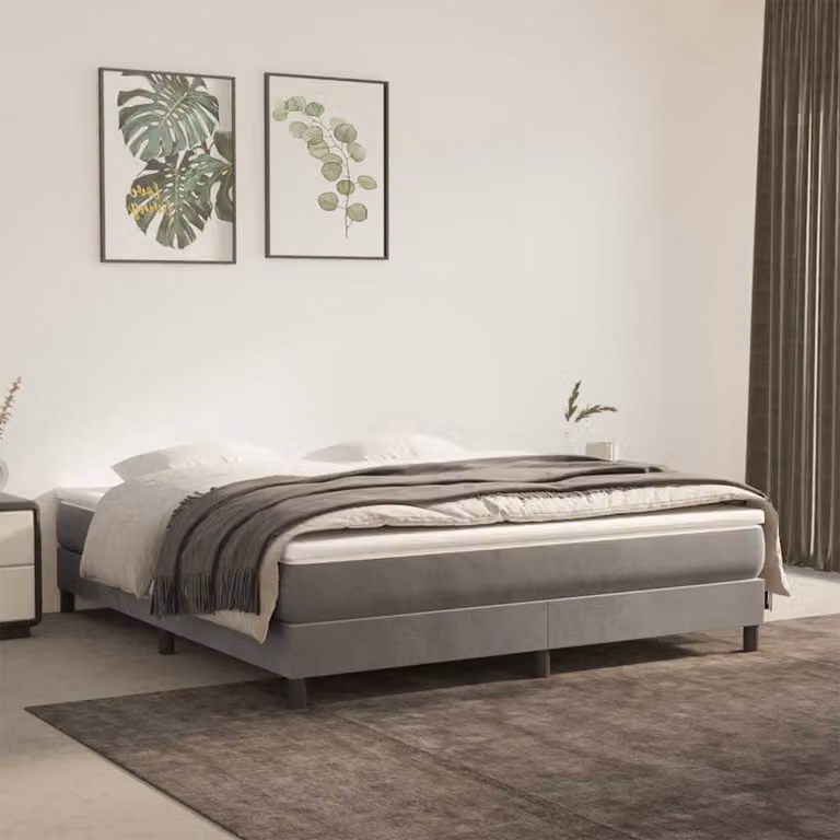 vidaXL Materasso a Molle Insacchettate in Velluto Grigio Chiaro L: 160 cm, P: 210 cm, H: 20 cm