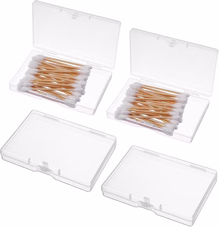 Mini contenitori trasparenti, 10 x 7 x 1,8 cm, confezione da 4, ideali per materiali da artigianato