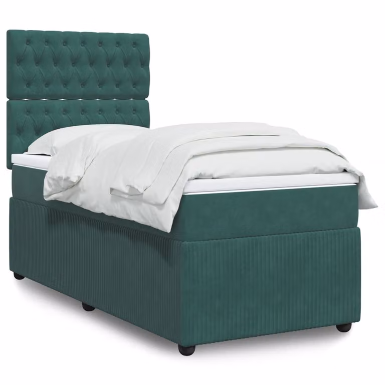Maison Exclusive - Letto boxspring con materasso verde scuro 80x200 cm velluto