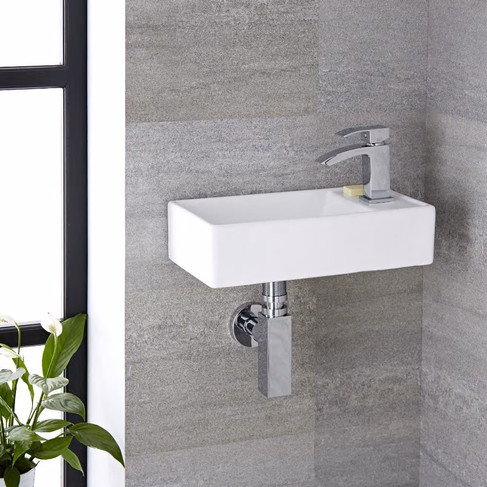 Lavabo Bagno da Appoggio Rettangolare Bianco 100 x 410mm - Halwell