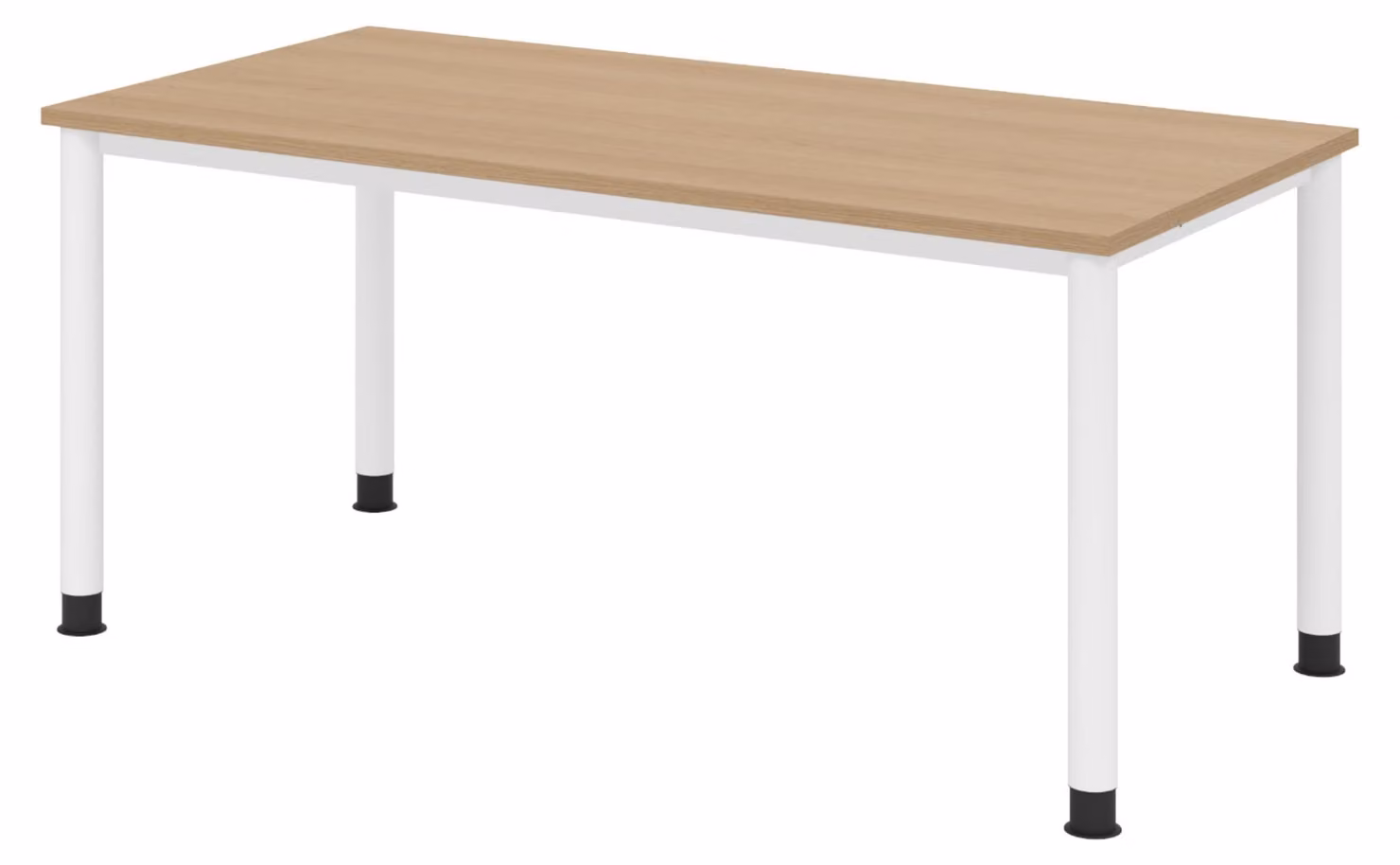 Scrivania bümö Serie H - Dimensioni: 160 x 80 cm, struttura: bianca, finitura: rovere