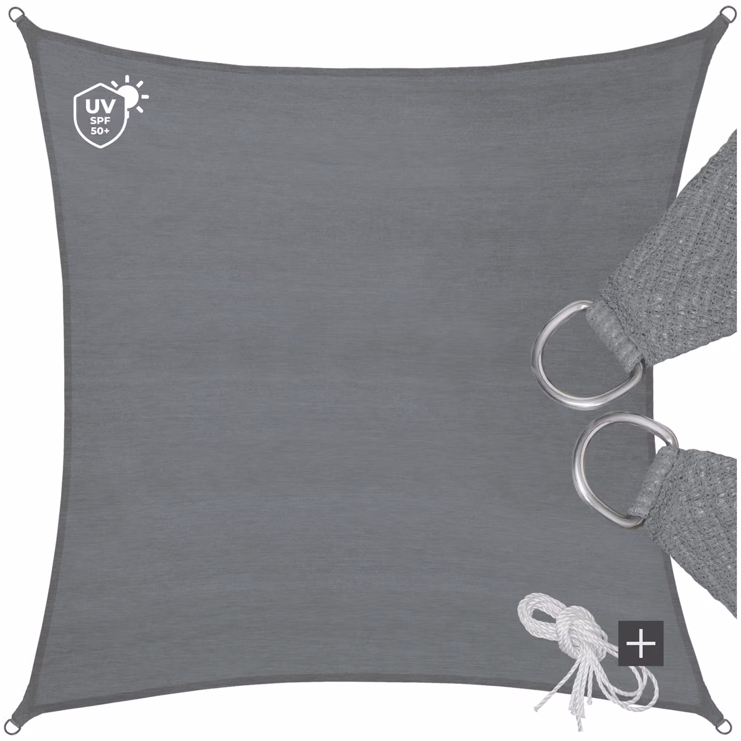 Vela ombreggiante quadrata TecTake GmbH in polietilene HDPE grigio con protezione UPF 50+ L/P: 4 x 4 m – 1