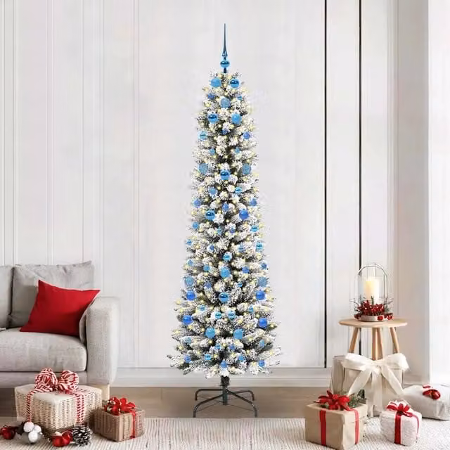 Albero di Natale artificiale moderno vidaXL bianco con luci LED bianco caldo, Altezza: 210 cm