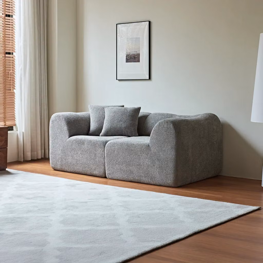 Divano a 2 posti Mivray in velluto grigio con cuscini, design moderno per soggiorno o ufficio, L: 193 cm, P: 67 cm, H: 87 cm – 2