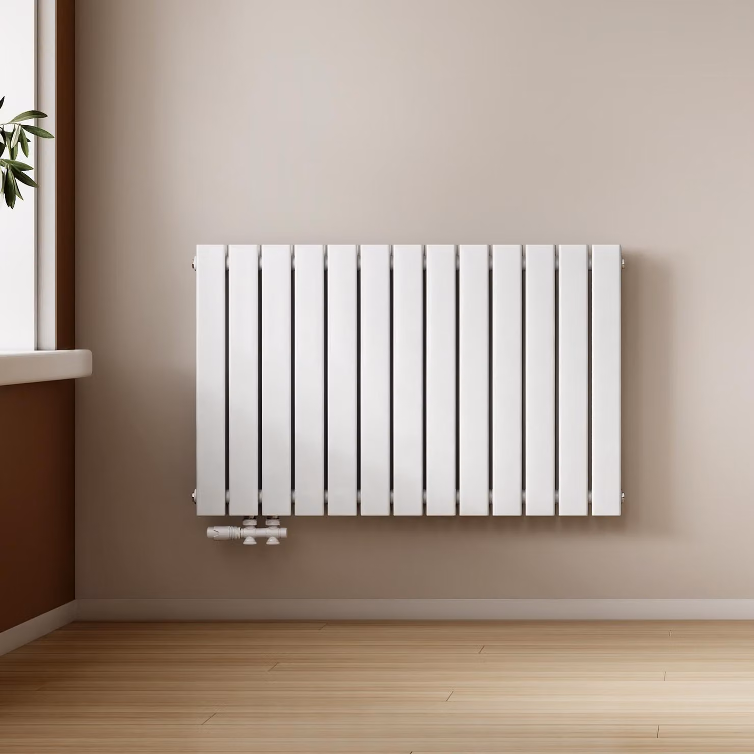 Radiatore a pannello design, modello EMKE, piatto, dimensioni 63 x 100,6 cm, a due strati, potenza 1308 W, colore bianco