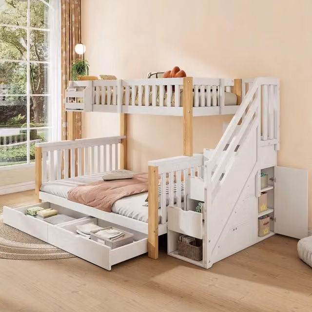 Letto a castello per bambini - Xylo - Bianco naturale senza materassi