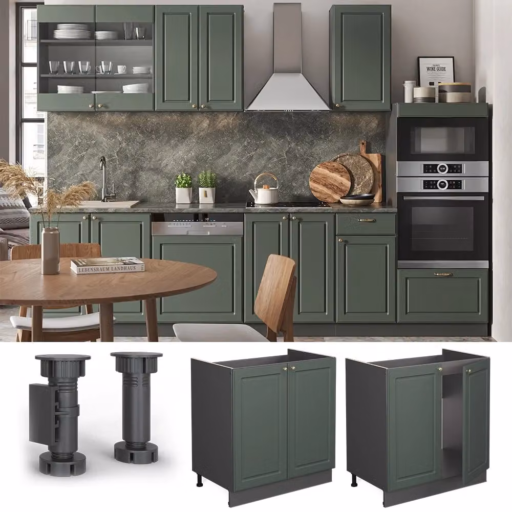 Mobile lavello cucina Fame-Line Vicco Verde-oro rustico e Antracite L: 80 cm – 2