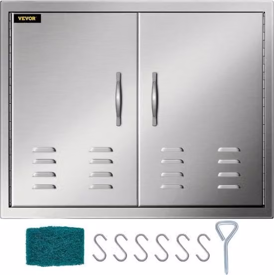 Isola BBQ in acciaio inossidabile con doppie porte da 75,8 x 53,2 cm e aperture di ventilazione