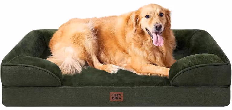 Cuccia ortopedica per cani, taglia XL, 112x81 cm, realizzata in memory foam, colore verde scuro, lavabile, impermeabile e antiscivolo