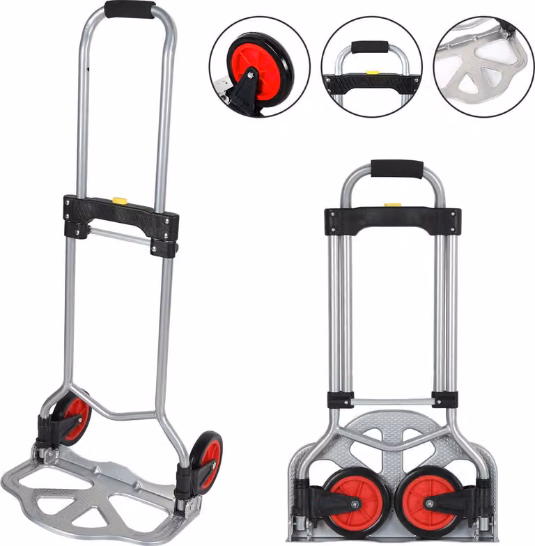 Carrello a sacco pieghevole in acciaio Jayseuw, carrello da trasporto, carrello impilabile, carrello manuale, con maniglia regolabile in altezza, carico fino a 60 kg
