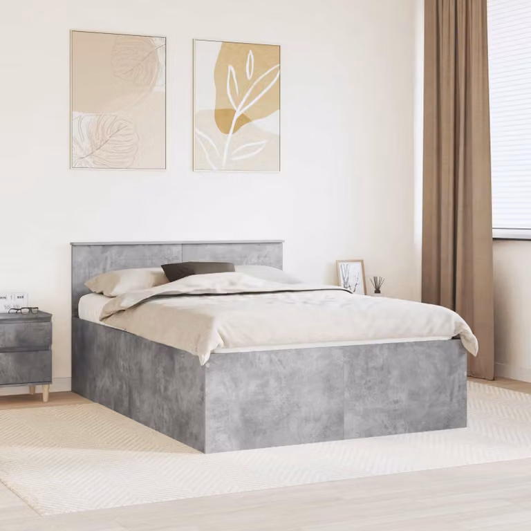 vidaXL Struttura del letto con testiera in legno MDF, Grigio, L 150 x P 200 cm