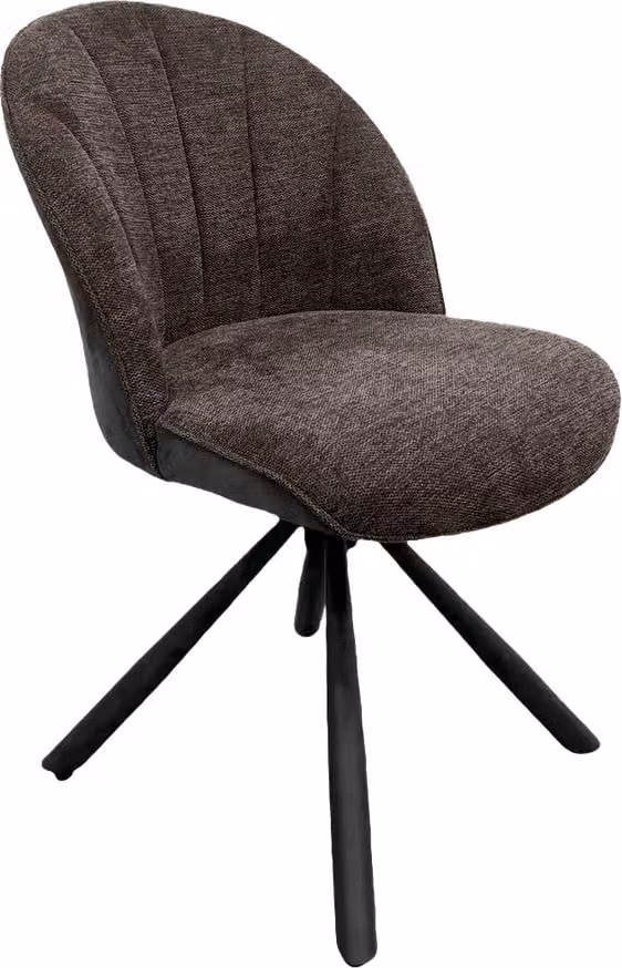 Brezo 1S, sedia, struttura nera opaca, girevole, rotonda, rivestimento marrone