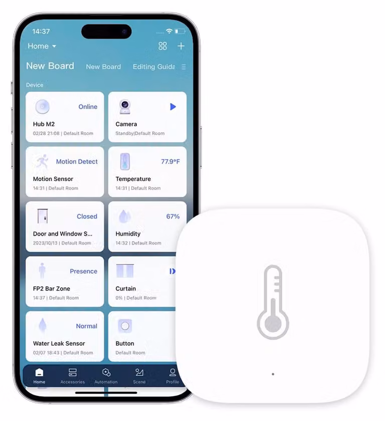 Sensore di temperatura Zigbee - Umidità e pressione atmosferica - Richiede hub Zigbee - Bianco