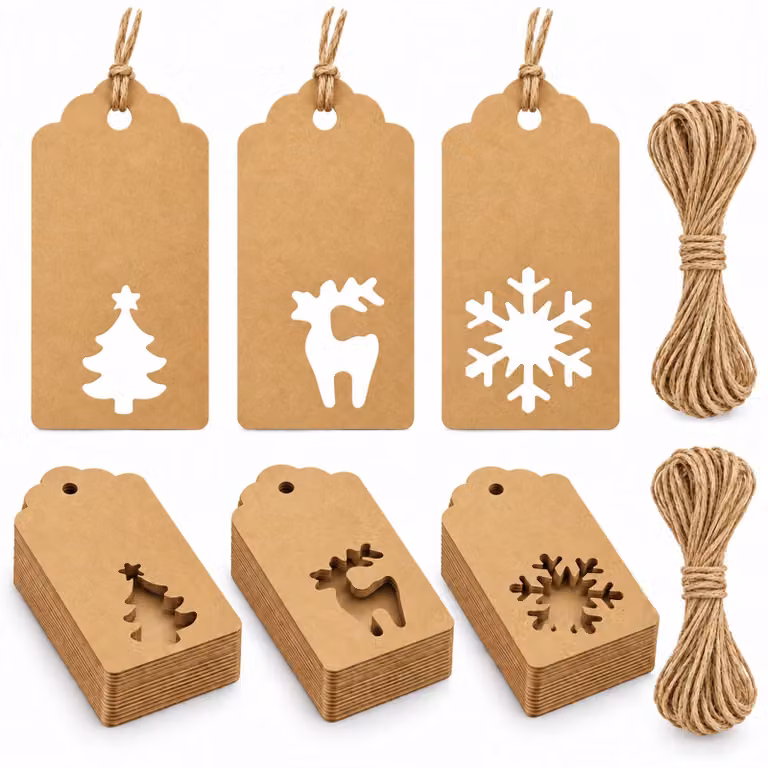Decorazioni natalizie a forma di pendente, realizzate in cartoncino resistente, dimensioni 5x10 cm, confezione da 150 pezzi