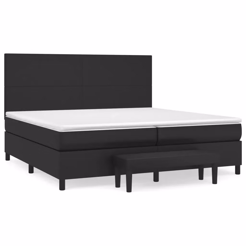 Letto a Molle Ibrido vidaXL con Materasso in Similpelle Nero e Bianco L/P/H: 200 x 200 x 128 cm – 2