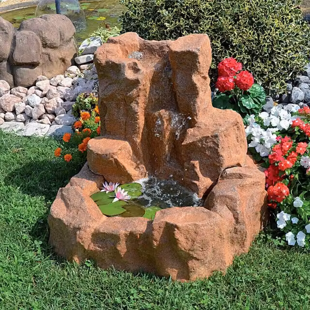 Cascata Artificiale in Vetroresina GIORDANOSHOP Marrone con Pompa L: 87 cm, P: 75 cm, H: 85 cm