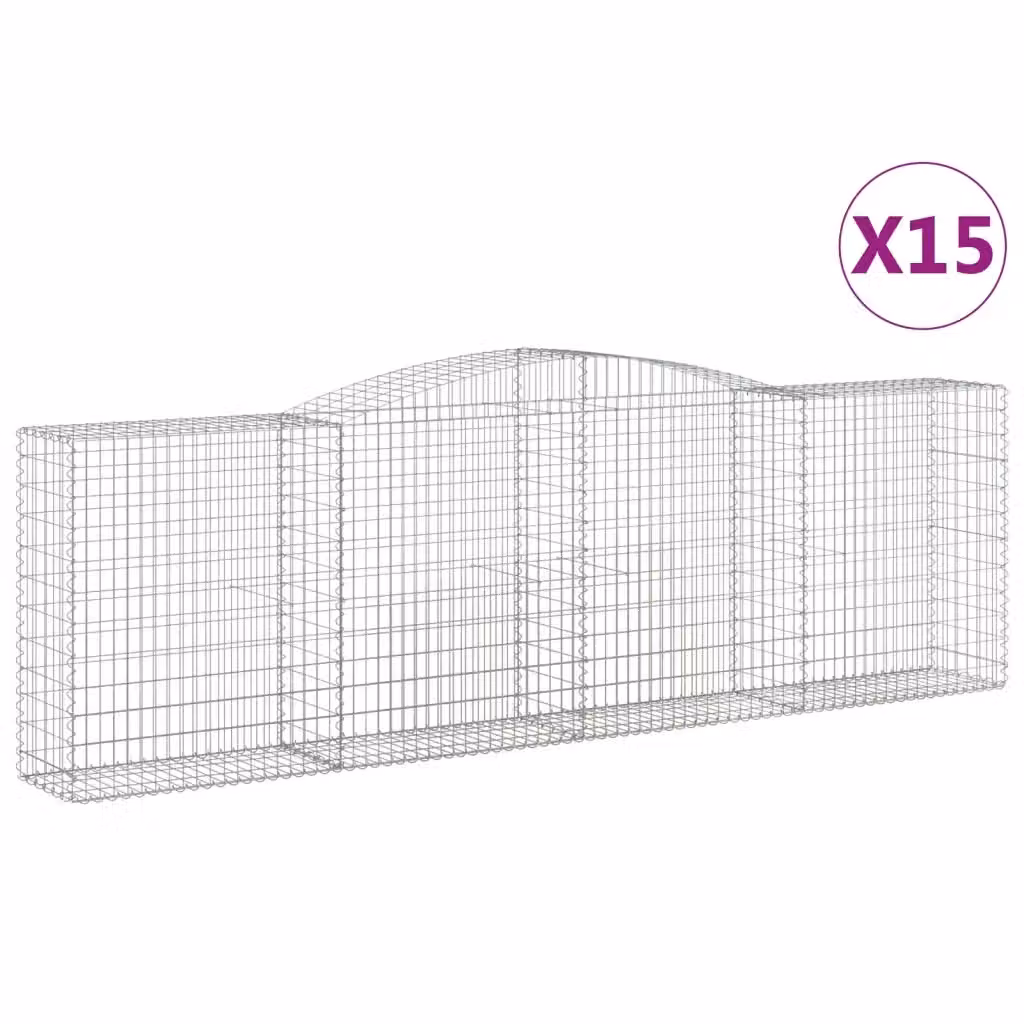 Set di 15 Cesti Gabbioni ad Arco Videx in Acciaio Zincato Argento L: 400 cm, P: 50 cm, H: 120/140 cm – 2