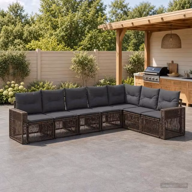 Set Divano da Giardino 7 pz Grigio e Grigio Scuro polyrattan 3435134