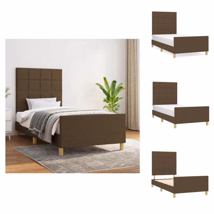vidaXL Struttura letto con testiera in tessuto marrone scuro 90x190 cm - Letti e strutture letto