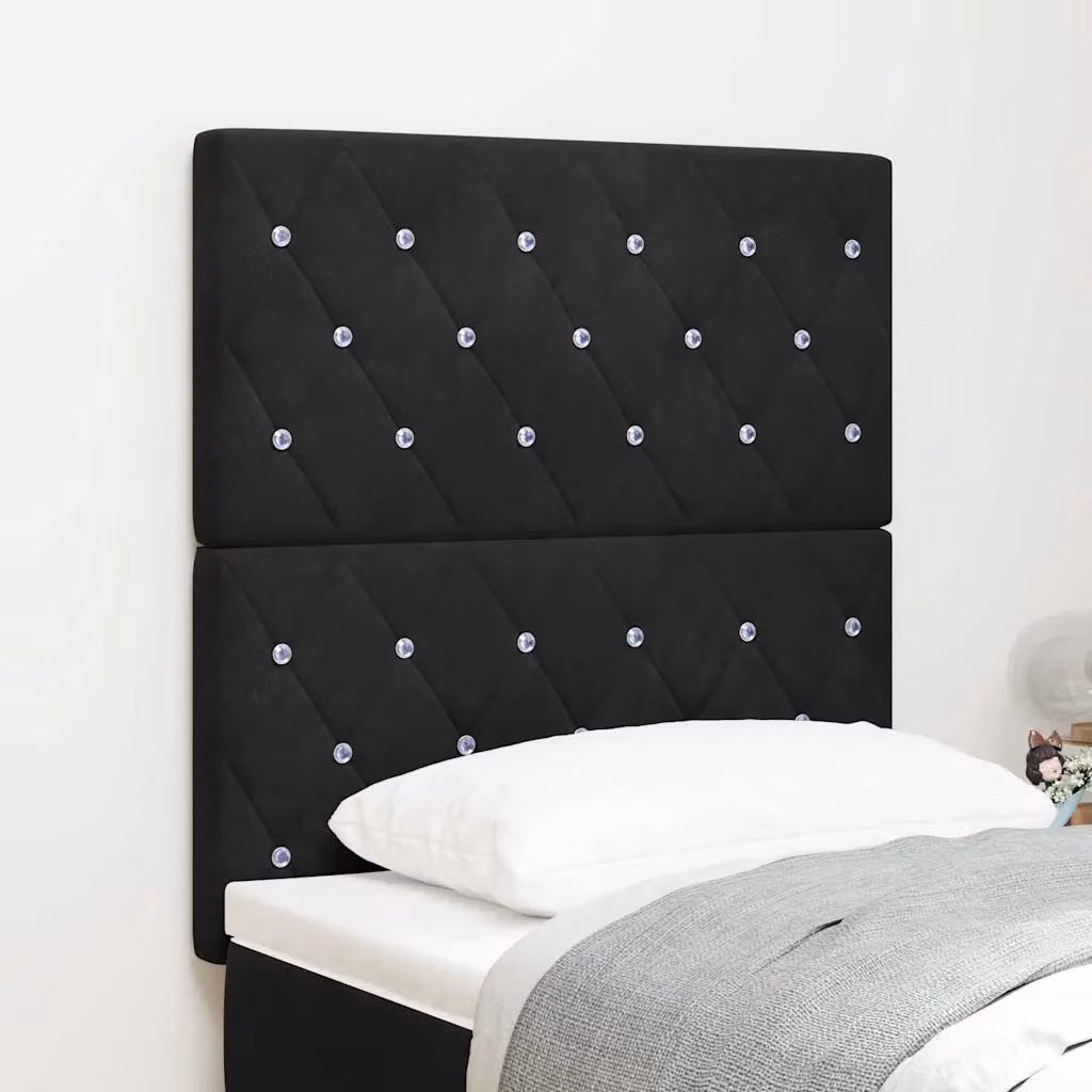 Testiera per letto con illuminazione LED vidaXL in velluto nero, Larghezza: 80 cm
