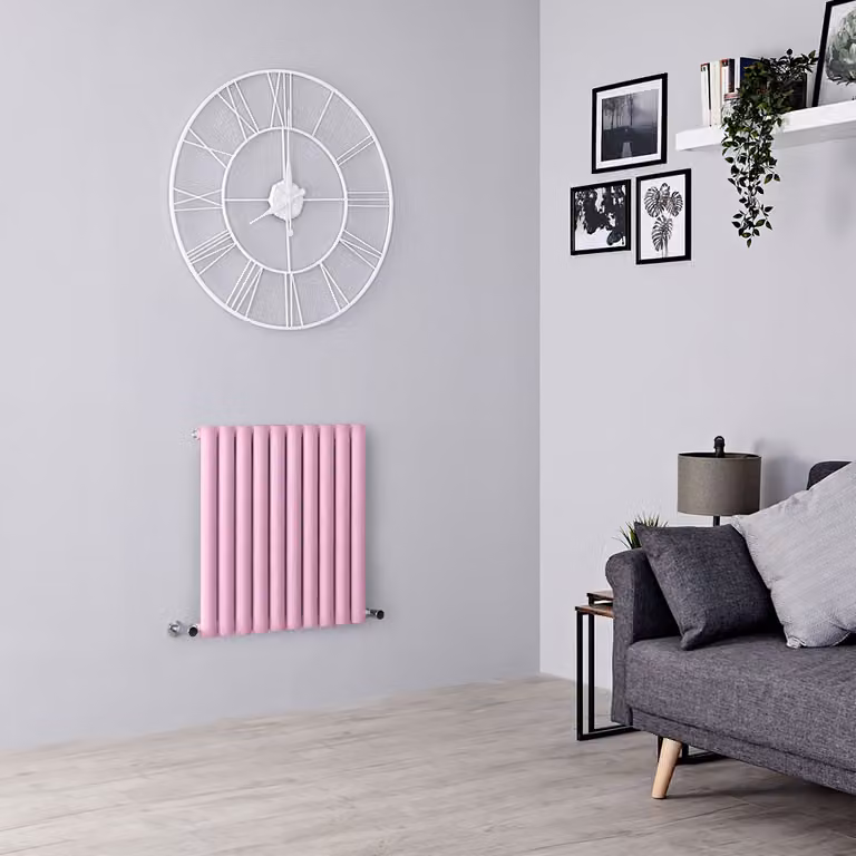 Radiatore di Design Orizzontale  Rosa -  635mm x 590mm  - Pannello Singolo  - Revive