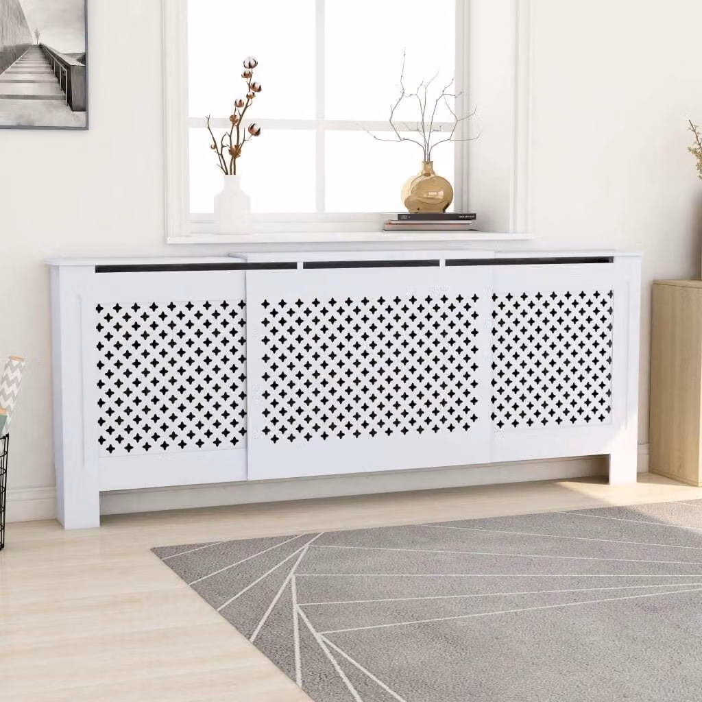 The Living Store Rivestimento per radiatori in MDF bianco 205 cm