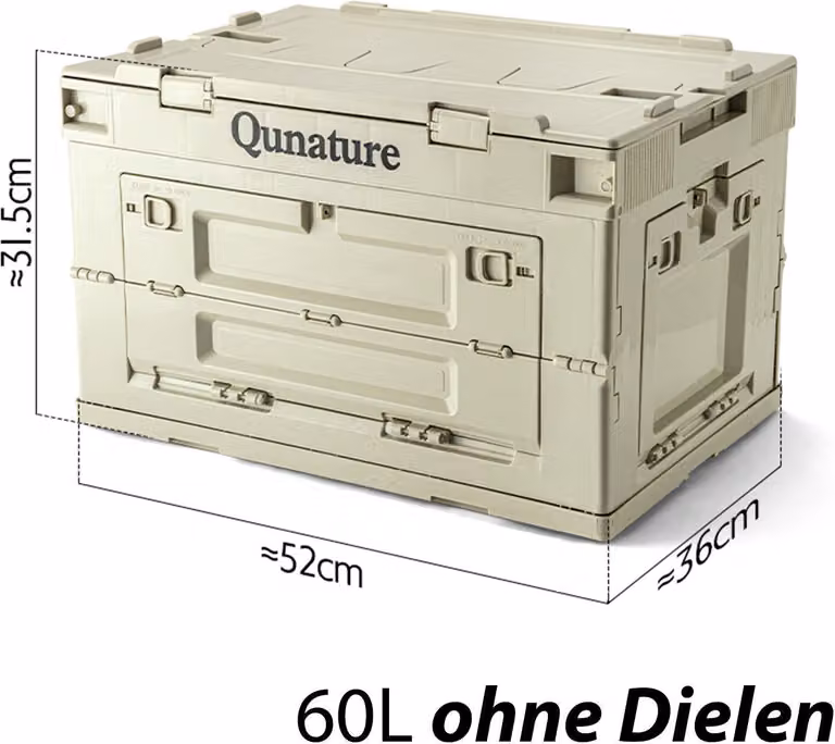 Qunature Scatola da campeggio pieghevole Scatola da campeggio pieghevole Organizzatore Scatola pieghevole Scatola di legno 60L Senza coperchio