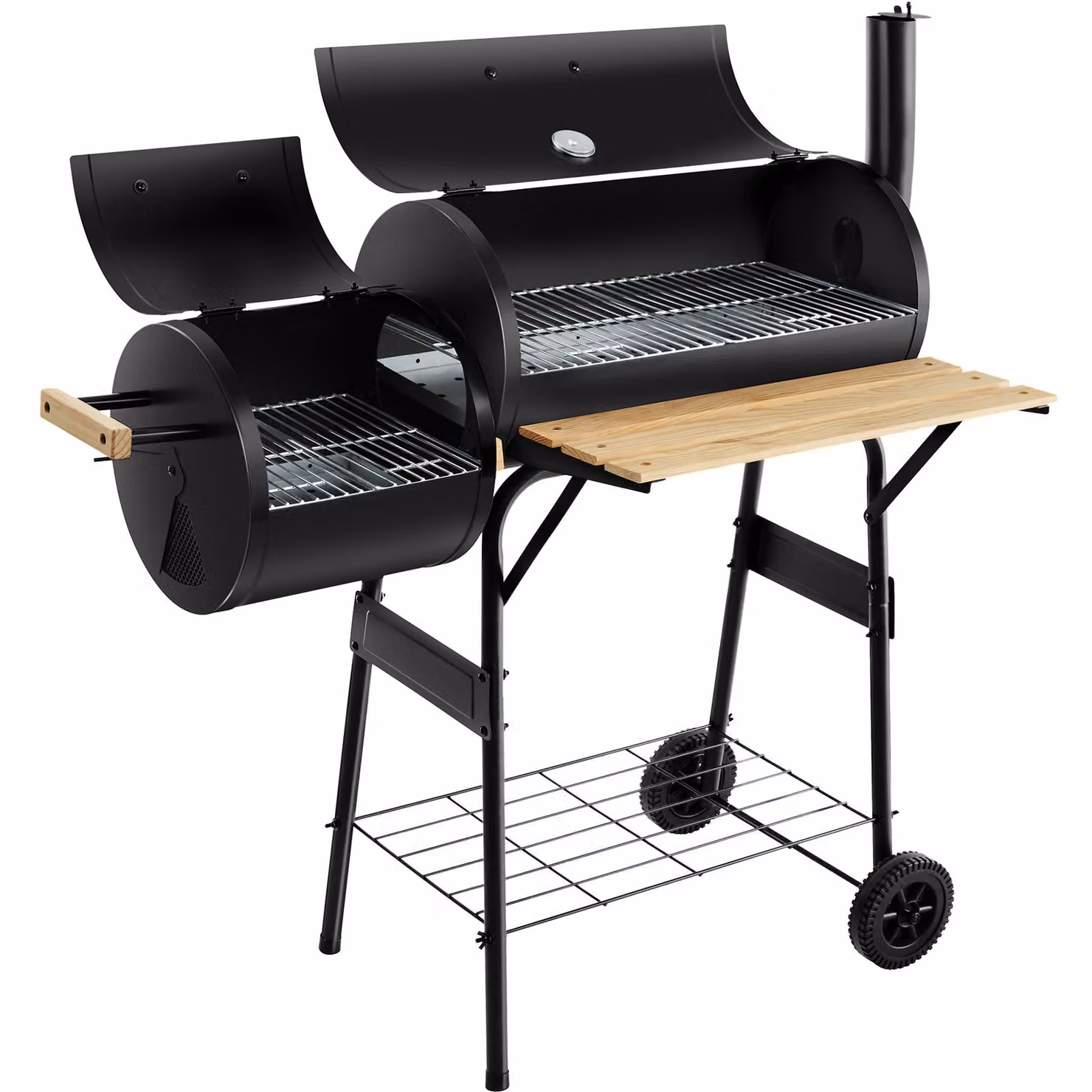 Barbecue a carbonella tectake 2 in 1 con affumicatore, termometro e ruote, nero – 4