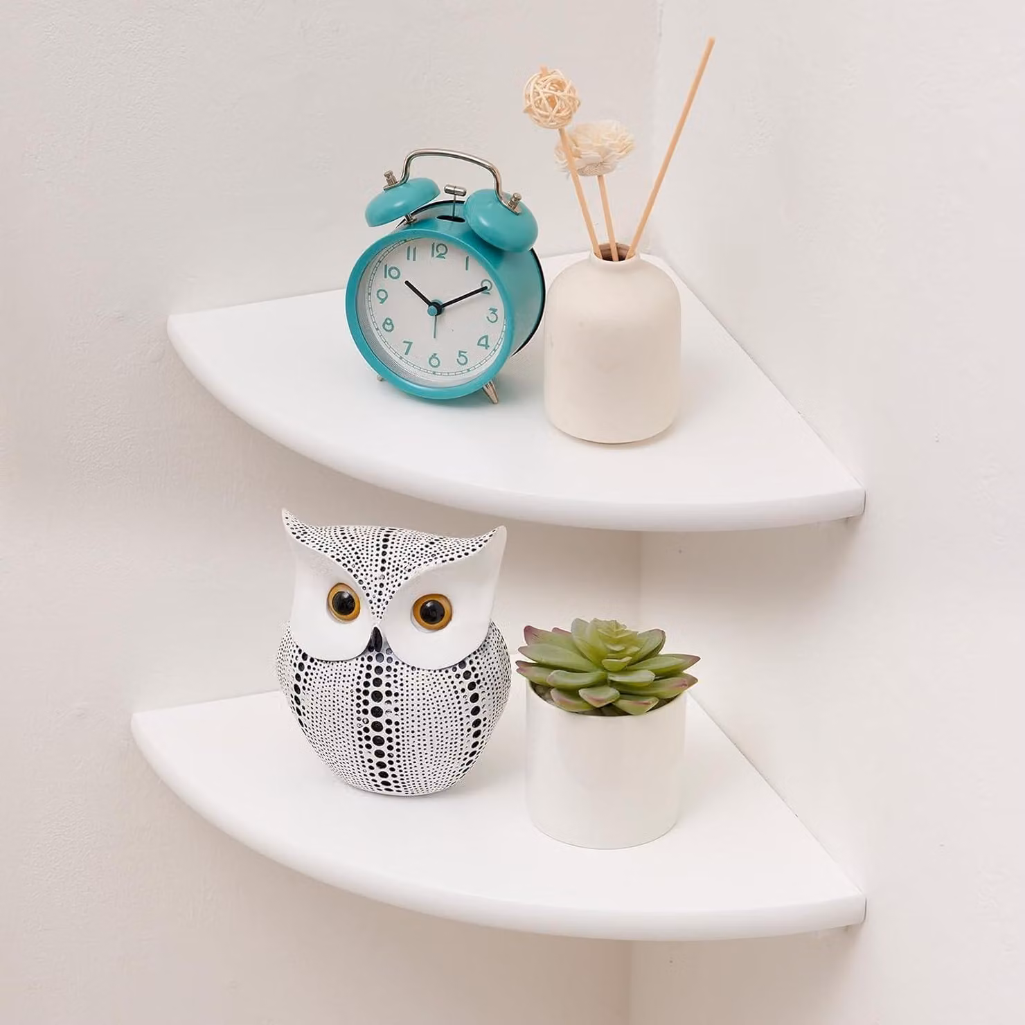 Omgoods - Set di 2 mensole angolari in massello di quercia - Scaffale da parete vintage per ogni ambiente