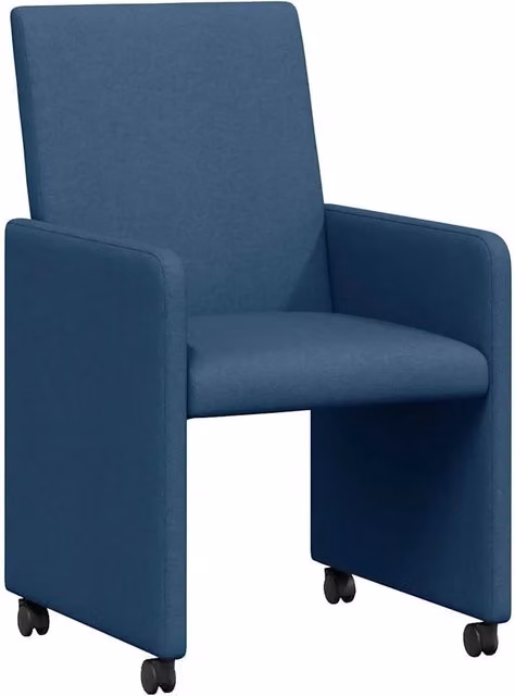 Sedie da Pranzo con Ruote 2 pz | Sedie da cucina Blu 57 x 66 x 94 cm Tessuto