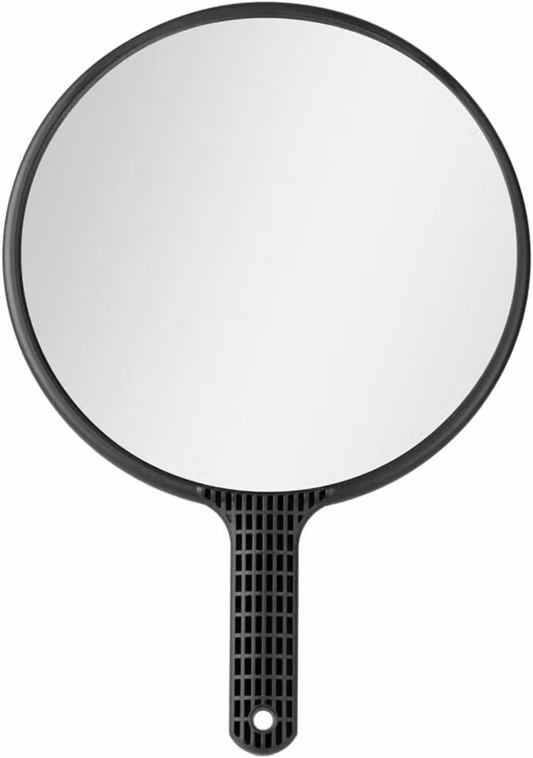 Specchio rotondo con manico antiscivolo, diametro 20 cm, ideale per parrucchieri