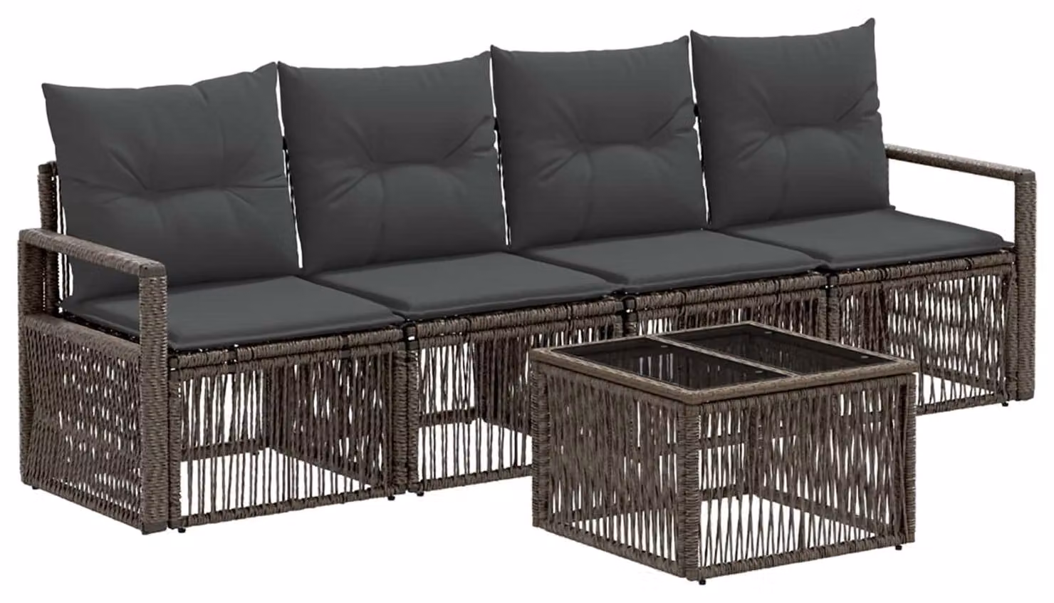 Set Divano da Giardino 5 pcs Grigio polyrattan