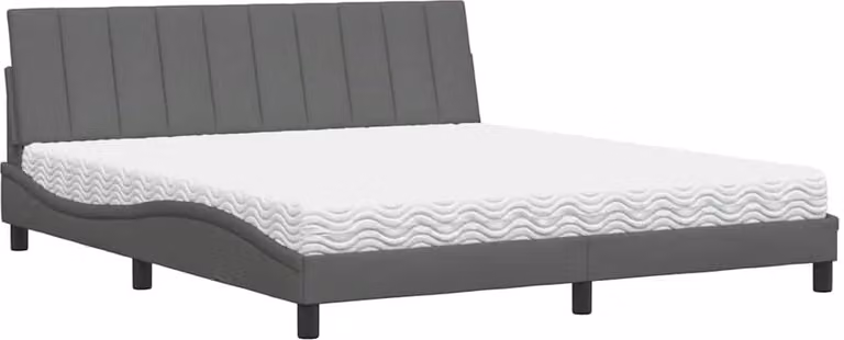Letto con Materasso Hanko Grigio Scuro 180x200 cm Tessuto