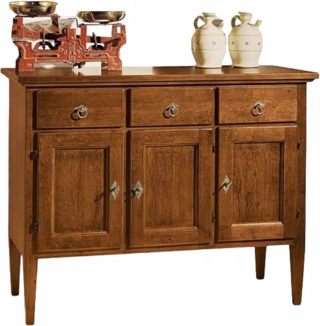 Madia credenza in legno Mobili 2G con 3 ante e 3 cassetti color noce L: 105 cm, P: 42 cm, H: 82 cm – 1