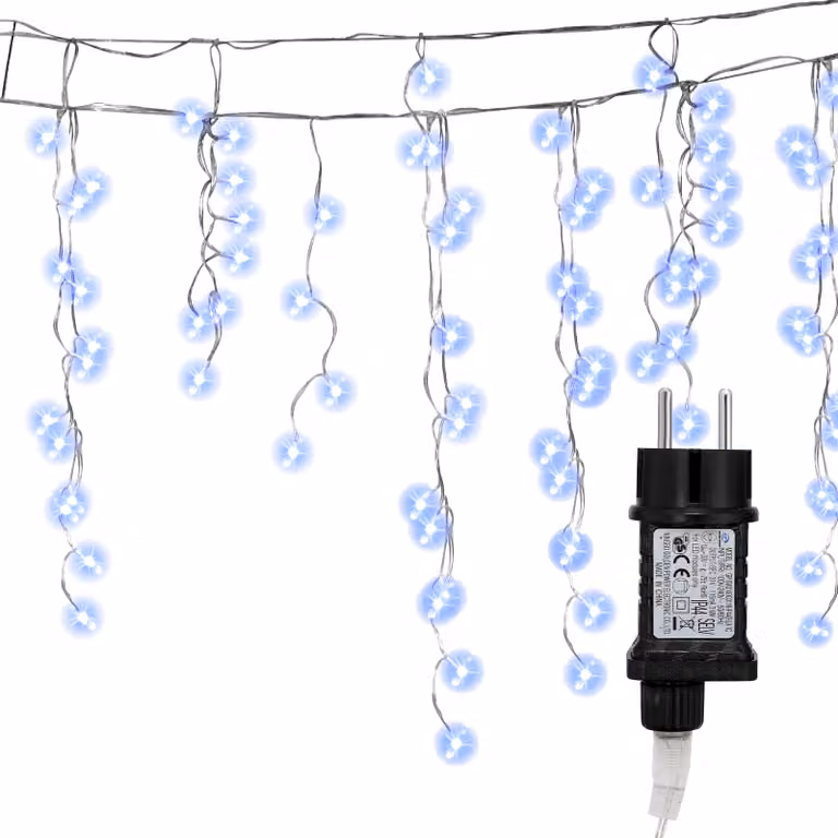 Ikodm, 15 metri di catena luminosa LED effetto pioggia di ghiaccio, tenda luminosa per interni, 600 LED a forma di stalattiti, decorazione natalizia, 8 modalità, decorazioni per Natale, feste, giardino, luce bianca fredda