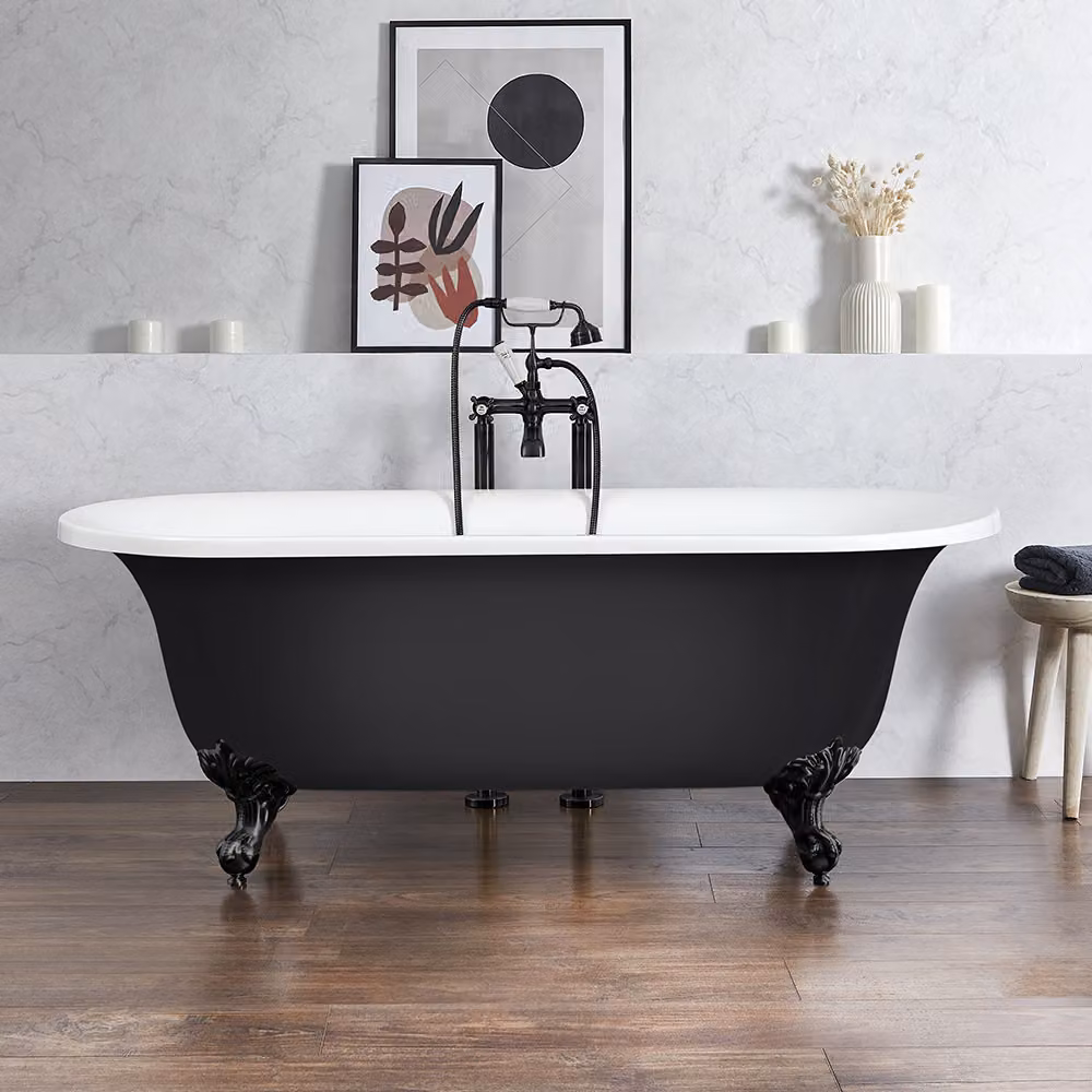 Vasca da Bagno Freestanding Tradizionale con Bordo Arrotondato - Giallo (Honey Yellow) - 1730 mm x 780 mm - Piedini Neri  - Richmond