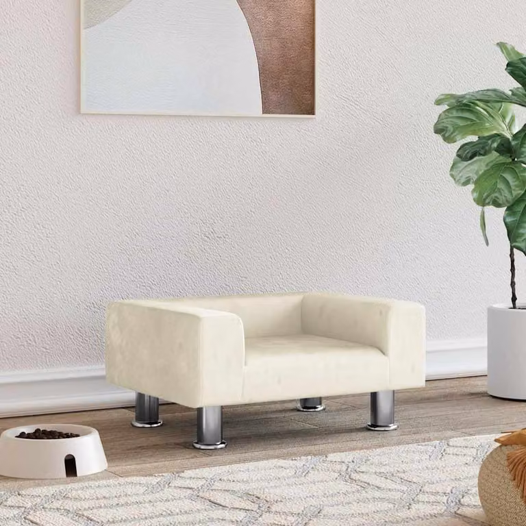 vidaXL Lettino per Cani in Velluto Beige L: 50 cm, P: 40 cm, H: 26,5 cm
