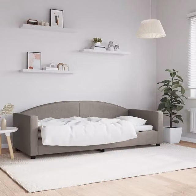 Letto da giorno moderno vidaXL in tessuto beige e grigio con struttura in legno e metallo – 1