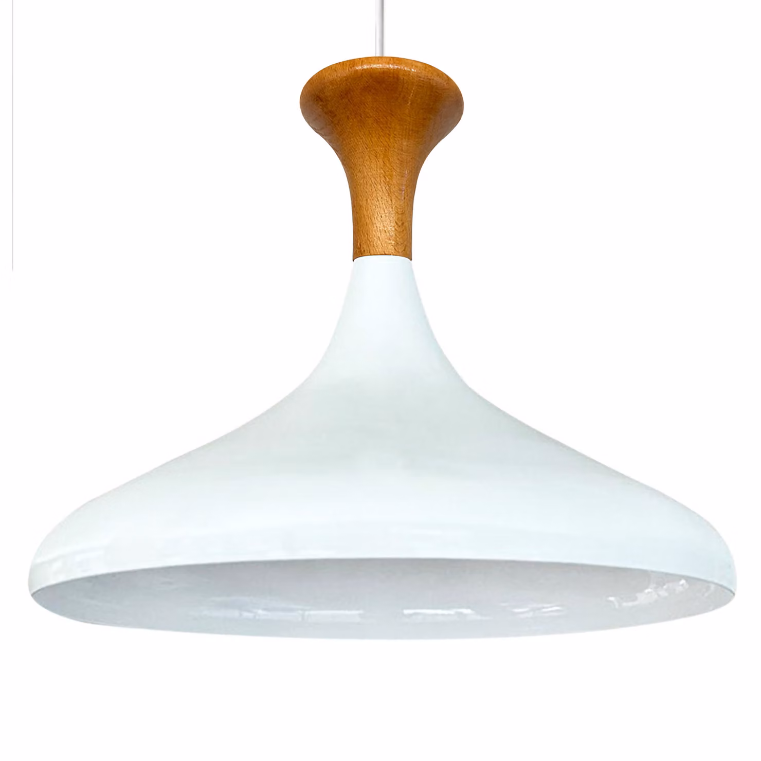 Lampada a sospensione Champion in legno, 35 cm Lampada a sospensione in metallo bianco
